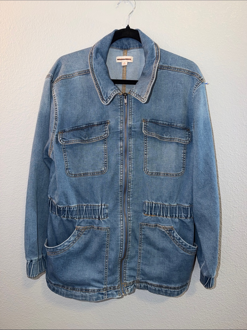 Knox Rose Denim Light Blue Zip-Front Jacket